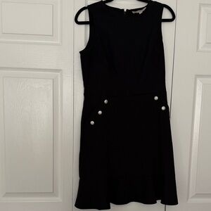 LOFT Black Mini Dress with Pearl Accents